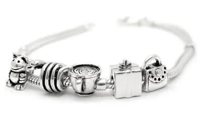 Sterling Silver Snake Bead Charm Compatible With Pandora Chamilia Bracelets